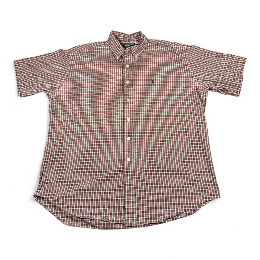 Vintage Ralph Lauren Sport Shirt Adult LARGE Plaid Cotton Flannel Heritage 90s